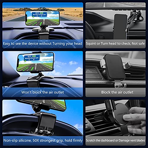 360 Degree Rotation Dashboard Cell Phone Holder for Car Clip Mount Stand Suitable for 4 to 7 inch Smartphones (Black)