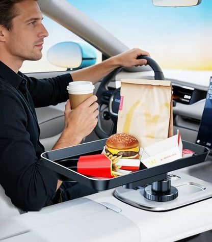 Car Cup Holder Tray, Car Food Tray Table for Car Eating Lunch, Cup Holder Expander Insert Interior, Long Road Trip Essentials Travel Patrol Accessories Drink Holder Organizer for Semi Truck Rv