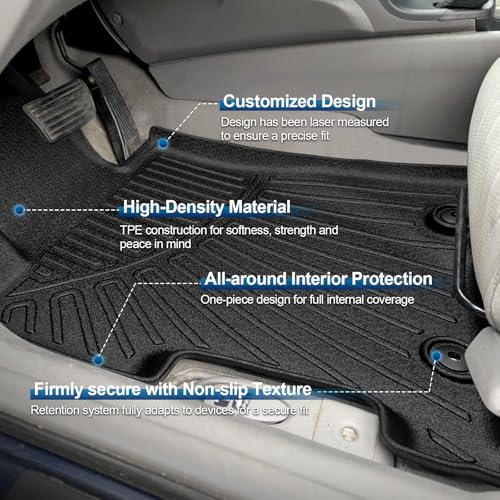Peleus Floor Mats for Honda Civic 2006-2011,8th Gen Civic Si Sedan (Not Fit Coupe),TPE All Weather Protection 2 Rows Car Floor Liners with Cargo Liner Honda Civic Trunk Mat+Floor Mats - style: For Honda Civic 2005-2011