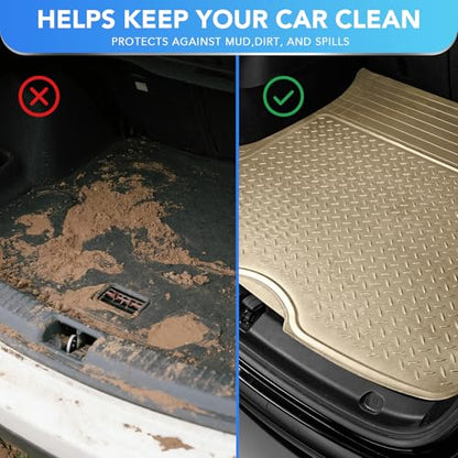 PIC AUTO Trunk Cargo Liner, Heavy Duty Rubber Floor Mats, Trimmable to Fit for Car, SUV, Van, and Trucks – All-Weather, Anti-Slip Backing, Easy to Clean, Durable and Long-Lasting (Large,Beige) - color: Beige