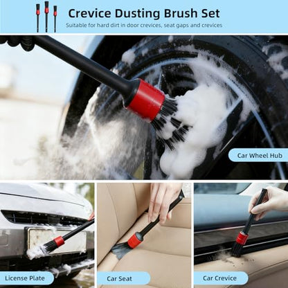 TICARVE 9Pcs Car Interior Detailing Kit - Car Cleaning Brushes, Universal Gel, Microfiber Towel and Storage Bag for Dashboard, Air Vents, Keyboard & Electronics - size: 9 Pack