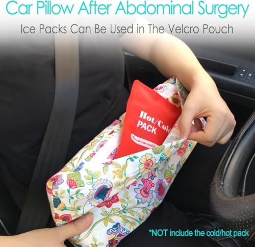 Hysterectomy Pillow Abdominal Post Surgery Pillows with Pocket Comfort for Ice Heat Packs Tummy Tuck Belly Incision Recovery Seatbelt Gifts Women Patients (Sunflower) - color: Sunflower