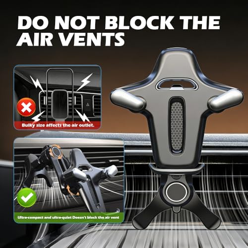 2026 Upgraded Car Vent Phone Mount,360° Rotatable & Retractable Air Vent Phone Holder for Car Fit 4.7-7.2" Phones,Universal Cars Phones Holder Vents for Horizontal/Vertical Vents