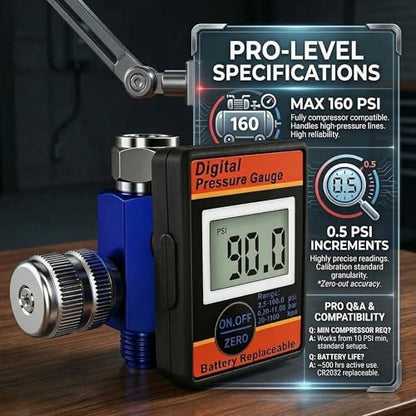 LE LEMATEC Digital Air Pressure Regulator with LED Display Gauge, ¼ NPT Valve for Air Compressor, Tire Inflation, HVLP Spray Paint Gun, & Professional Air Tools, Compact & Heavy-Duty. DAR01B - style: Pro Digital Version