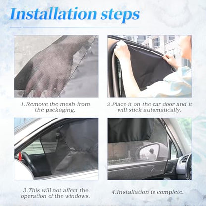2PCS Car Curtains for Side Window, Magnetic Universal Car Window Sun Shade, Car Window Covers with Cooler Feeling, Front Seat, Sheer sunshades