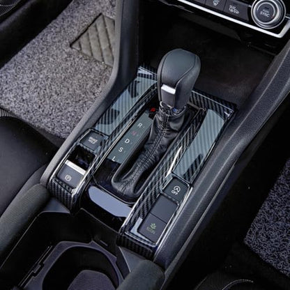 YINGTUU for Honda Civic Accessories 10th Gen 2016 2017 2018 2019 2020 2021 Gear Shift Panel Cover Carbon Fiber Pattern - color: Gear Shift Panel, E