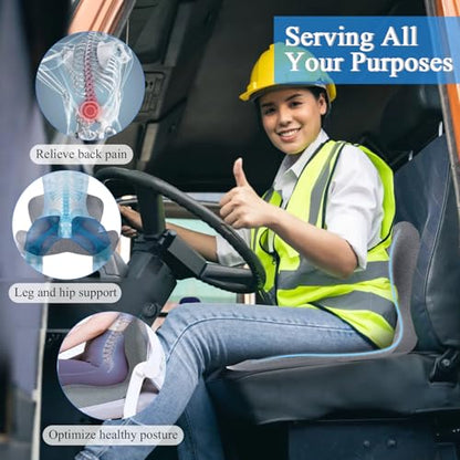Ergonomic Seat Cushion with Adjustable Strap, Memory Foam Office Chair Seat Cushion with L-Shaped Design, Car Seat Cushion Fits for Truck Driver Semi Truck, Gaming Chair, Desk, Light Gray - color: Light Gray