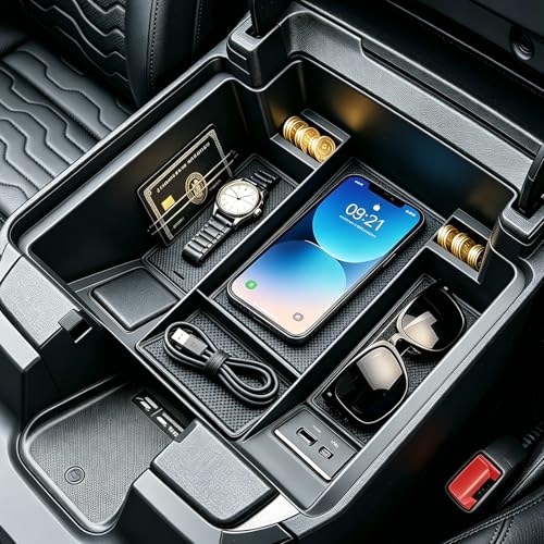 Autorder Center Console Organizer for 2022-2026 Chevy Silverado&GMC Sierra 1500/2024-2026 Silverado&Sierra 2500HD/3500HD Accessories Armrest Storage Box - Full Console w/Bucket Seats Only - color: 2022-2026 Chevy Silverado/Sierra 1500 2500 3500