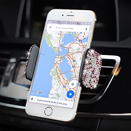 SUNCARACCL Bling Car Phone Holder, 360°Adjustable Crystal Auto Phone Mount Universal Rhinestone Car Stand Phone Holder Car Accessories for Windshield Dashboard and Air Outlet (Pink) - color: Pink