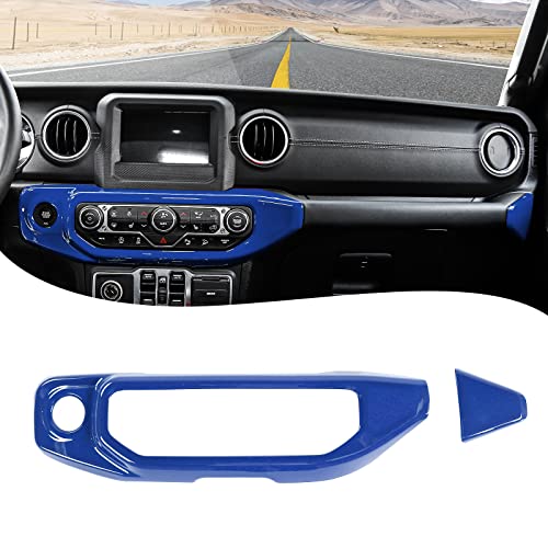 RT-TCZ Center Console Air Conditioner Control Panel Trim Cover Dashboard Decoration Interior Accessories for Jeep Wrangler JL JLU & Gladiator JT 2018-2022,Blue - color: Blue