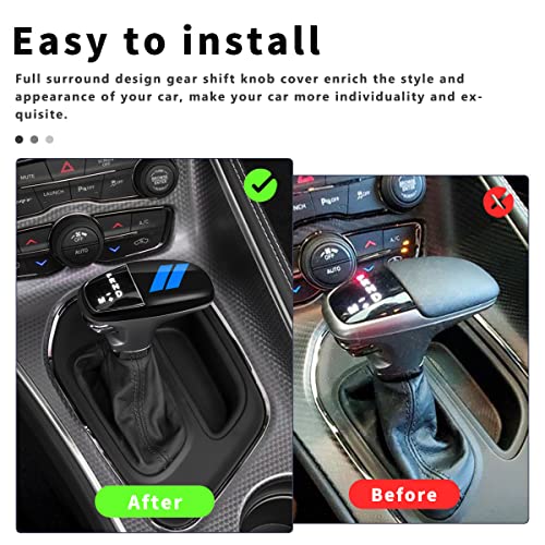 auovo Gear Shift Knob Trim Compatible with Dodge Charger Accessories 2015-2023 Challenger 2015-2024 / Durango 2016-2026 (Black-Blue) - color: Black-Blue