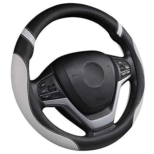 Steering Wheel Cover for Men Women Leather Universal Steering Wheel Covers for Car 15inch (Gray) - color: Premium Grey