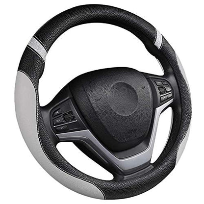 Steering Wheel Cover for Men Women Leather Universal Steering Wheel Covers for Car 15inch (Gray) - color: Premium Grey
