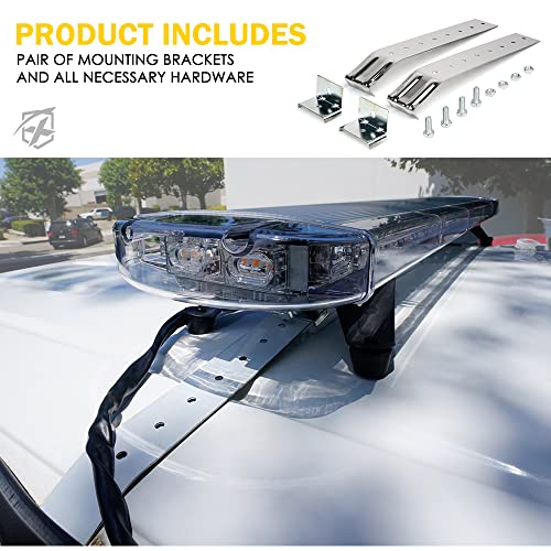 Xprite 48 Inch LED Rooftop Emergency Strobe Lights Bar w/Adjustable Mounting Brackets, Warning Flashing Police Lightbar for Security POV Law Enforcement Tow Trucks Volunteer Firefighter - Red Blue - color: Red Blue