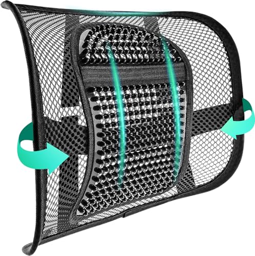 Samyoung Mesh Back Lumbar Support, Back Support Seat Cushion with Breathable Mesh for Office Chairs Car 12” x 16” - color: Black