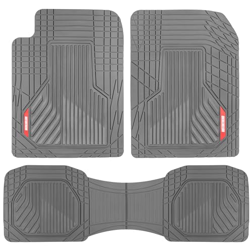 Motor Trend AdventureMax Car Floor Mats Full Set - Durable Rubber Floor Mats for Cars with Debris Capture Grooves, All Weather Interior Protection for Front and Rear with Non-Slip Backing, Gray - color: Gray