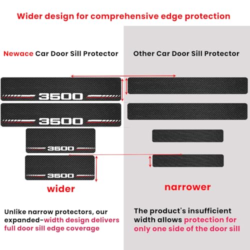 Newace Car Door Sill Protectors Compatible with Dodge RAM 3500 Accessories- 4Pcs Door Entry Guard Scuff Sill Protector Plate- Carbon Fiber Anti-Scratch Sticker- Upgraded Full Coverage - size: 3500