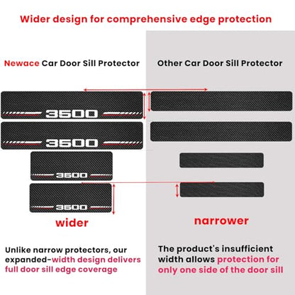 Newace Car Door Sill Protectors Compatible with Dodge RAM 3500 Accessories- 4Pcs Door Entry Guard Scuff Sill Protector Plate- Carbon Fiber Anti-Scratch Sticker- Upgraded Full Coverage - size: 3500