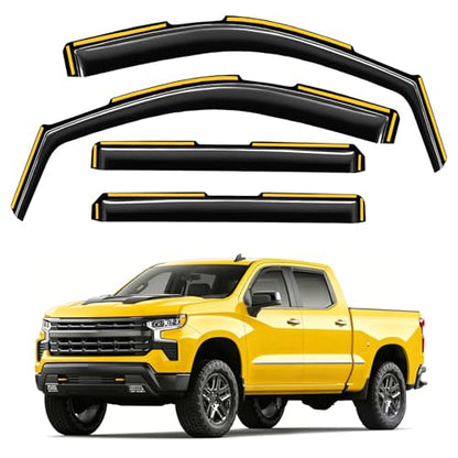 in-Channel Window Rain Guards Fit for Chevy Silverado 1500/GMC Sierra 1500 2019-2026 Crew Cab Extra Durable Window Deflectors Window Visors Vent Visors Vent Shades Truck Accessories - size: 2019-2026 Chevy Silverado/GMC Sierra 1500 Crew Cab