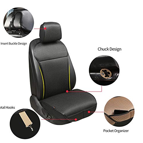 Auto Newer Luxury Breathable Car Seat Cover Fit Four Seasons, Universal Front of Car Seat Cushions, Bottom Seat Covers of Full Wrapped Edge,Universal Fit for 95% Cars,SUV,Pickup(Black，1PCS) - color: Black+Grey-1PCS