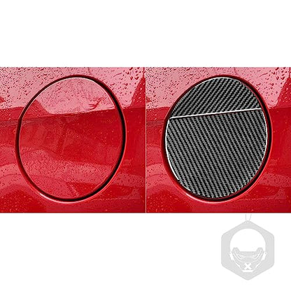 2pcs Real Soft Carbon Fiber Car Fuel Tank Cap Gas Cap Panel Switch Cover Trim Sticker Compatible with Ford Mustang GT/Shelby 2009 2010 2011 2012 2013 2014 Auto Exterior Accessories Black - color: Fuel Tank Cap
