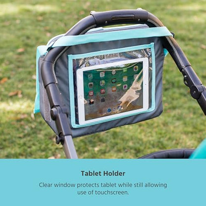J.L. Childress 3-IN-1 Kids Travel Tray & Tablet Holder - Car Seat Lap Tray Desk for Toddlers, Road Trip Essentials, Car Seat Activity Table, Travel Accessories - Grey/Teal - style: Grey/Teal