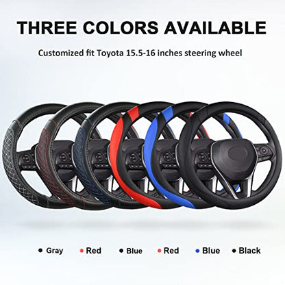 West Llama Customized Auto Car Steering Wheel Cover for Toyota Tacoma,4Runner,Tundra,Sequoia,15.5-16 inch(Diamond Quilted-Black+Blue-Large Size) - color: B-Black+Blue, size: Large size (15 ½''-16'')