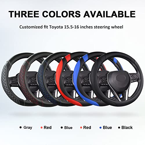 West Llama Customized Auto Car Steering Wheel Cover for Toyota Tacoma,4Runner,Tundra,Sequoia,15.5-16 inch(Diamond Quilted-Black+Red-Large Size) - color: B-Black+Red, size: Large size (15 ½''-16'')