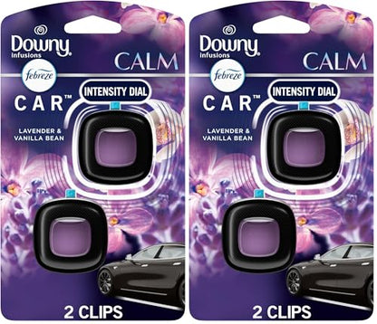 Febreze Car Vent Clip, Downy Calm Scent, 0.13 oz Total, (Pack of 4) - size: 0.07 Fl Oz (Pack of 4)