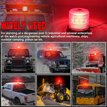 60 LED Strobe Light, 12-24V Warning Emergency Magnetic Beacon Lights for Trucks, Construction Vehicles, UTV ATV, Firefighter, Ambulance and Snow Plow (Red) - color: Red