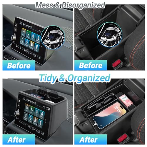 Center Console Organizer Compatible with 2023-2026 Honda HR-V Interior Accessories, Armrest Tray＆Dashboard Storage Organizer Box, Fits both Honda HRV 7-inch and 9-inch Screen