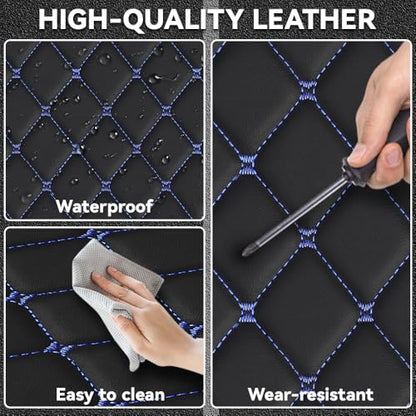Car Floor Mats Fit for Nissan Kicks 2022-2025 All Weather Durability Leather Car Floor Mats, Skidproof Pedal, Waterproof, Wear-reistant(Black Blue) - color: Black Blue