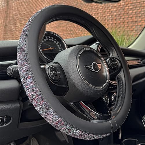 PINCTROT Large Size Chenille Leather Steering Wheel Cover, Soft Mottled Colors, Sweat-Proof, Non-Slip Grip, All-Season Comfort, 15.5-15.75 Inch(Mottled Purple) - color: 7.Purple, size: Large Size[15 1/2''-15 3/4'']