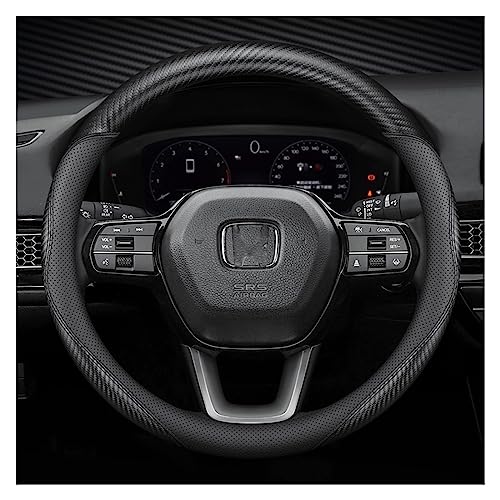 Black Car Steering Wheel Cover Compatible with Honda, Nappa Premium Leather Carbon Fiber Texture Automotive Steering Wheel Cover Fits Honda Accord, Civic, CRV, Fit, Odyssey, Pilot - size: Standard (For 14.5-15 Inch Steering Wheel)