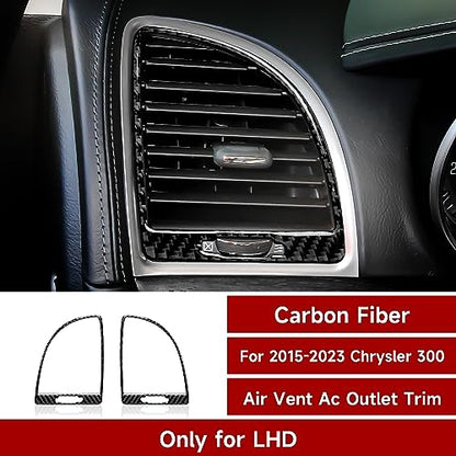 Car Air Vent Outlet Cover Decals for 2015-2023 Chrysler 300 / 300C / 300S / Limited/Touring Accessories Carbon Fiber Interior Stickers - color: Air Vent Cover
