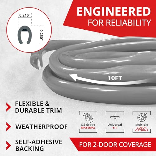 All-Fit Automotive Car Door Edge Protector – Universal DIY Edge Trim to Prevent Scratches & Dings – Flexible Adhesive Molding Trim for Cars, Trucks & SUVs (10 Ft - Silver) - color: Silver