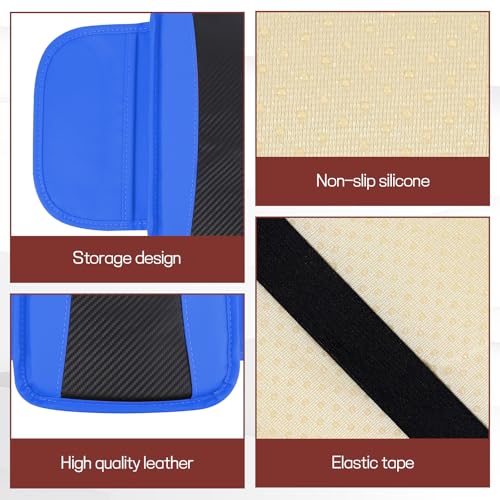 Car Center Console Cover, 12.48"×7.4" Carbon Fiber Leather Auto Armrest Cover, Vehicle Armrest Cushion Pad with Storage Pocket, Universal Arm Rest Protector Car Accessories (Blue) - color: Blue