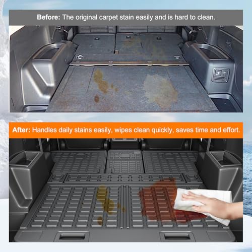 powoq Cargo Mat Compatible with 2010-2024 Toyota 4Runner Trunk Mat Replacement for 2010-2024 Toyota 4Runner Accessories 5 Seater-No 3rd seat (Fit W/Sliding Tray, Trunk Mat+Backrest Mats) - size: Compatible With 4runner W/Sliding Tray| 2010-2024