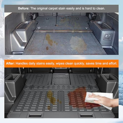 powoq Cargo Mat Compatible with 2010-2024 Toyota 4Runner Trunk Mat Replacement for 2010-2024 Toyota 4Runner Accessories 5 Seater-No 3rd seat (Fit W/Sliding Tray, Trunk Mat+Backrest Mats) - size: Compatible With 4runner W/Sliding Tray| 2010-2024