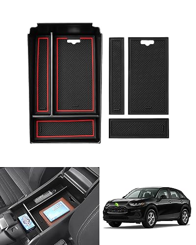 Autorder Center Console Organizer for 2023-2026 Honda HR-V HRV Accessories Armrest Storage Box Secondary Insert Tray with 2 Color Mats - size: 2023+ HR-V Armrest Organizer