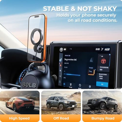 Car Phone Holder for Toyota BZ4X & Subaru Solterra 2026 2025 2024 2023 (Only for 8/12.3-Inch Screen) 360° Rotation Magnetic Cell Phone Mount, Compatible with Magsafe, Does Not Affect Air Vent - style: Fit for 2023-2026 BZ4X & Solterra, 8/12.3-Inch