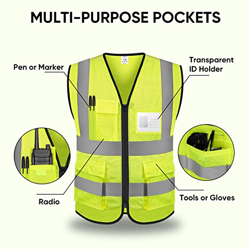 TICONN Reflective Safety Vest High Visibility Class II Mesh Vest for Women & Men Meets ANSI Standards - color: Yellow, size: 3X-Large