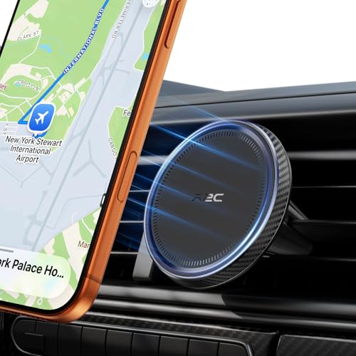 A2C Slim Magnetic Phone Holder for Car, Rental Car Essentials for Travel, No Assembly, Compact, One-Hand Operation, Easy Removal, Reusable, Upgraded Air Vent Phone Mount Compatible with MagSafe iPhone - style: Black