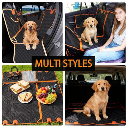 RUTU Back Seat Extender for Dogs, Large Space, Heavy Duty Waterproof Dog Car Seat Cover Fits Middle Armrest for Cars,SUVS & Small Trucks,Non-Slip Durable Soft Back Seat Covers