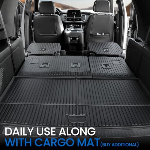 2nd Row Bucket Seats Kick Mats for 2021-2026 Chevrolet Chevy Tahoe&Suburban, for GMC Yukon&Yukon XL, All Weather TPE SeatBack Protector 7 Seats Captain Chair Accessories(2nd Row Kick Mats) - style: 2nd Row Kick Mats