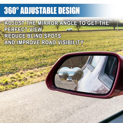 Heart Shaped Car Blind Spot Mirror, Adjustable Frameless HD Convex Rearview Side Mirror for Enhanced Safety, Universal Removable Wide Angle Auxiliary Mirrors Accessories for Vehicle (Heart) - size: Heart