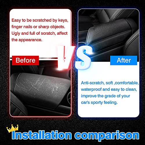Autorder Center Console Cover for Hyundai Elantra 2021-2025 2026 Accessories Carbon Fiber Armrest Cover Anti-Scratch Leather Armrest Protector (Automatic Brake Only, Not for Handbrake) - size: Hyundai Elantra 2021-2026