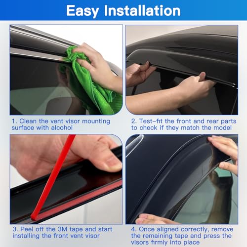 4Pcs Window Vent Visors, Outside-Mount Window Deflectors, Rain Guards for 2007-2013 Chevy Silverado Avalanche & GMC Sierra 1500 Crew Cab - size: 2007-2013 Silverado/Sierra