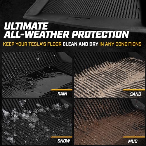 Cat® JustFit™ 3D Floor Mats for Tesla Model 3 2017–2024 Custom Fit Floor Mats Full Set, All Weather Waterproof TPE Car Mats, Heavy Duty Tesla Model 3 Accessories for Ultimate Interior Protection - style: Tesla Model 3 (2017-2024)