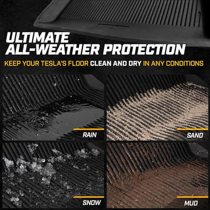 Cat® JustFit™ 3D Floor Mats for Tesla Model 3 2017–2024 Custom Fit Floor Mats Full Set, All Weather Waterproof TPE Car Mats, Heavy Duty Tesla Model 3 Accessories for Ultimate Interior Protection - style: Tesla Model 3 (2017-2024)